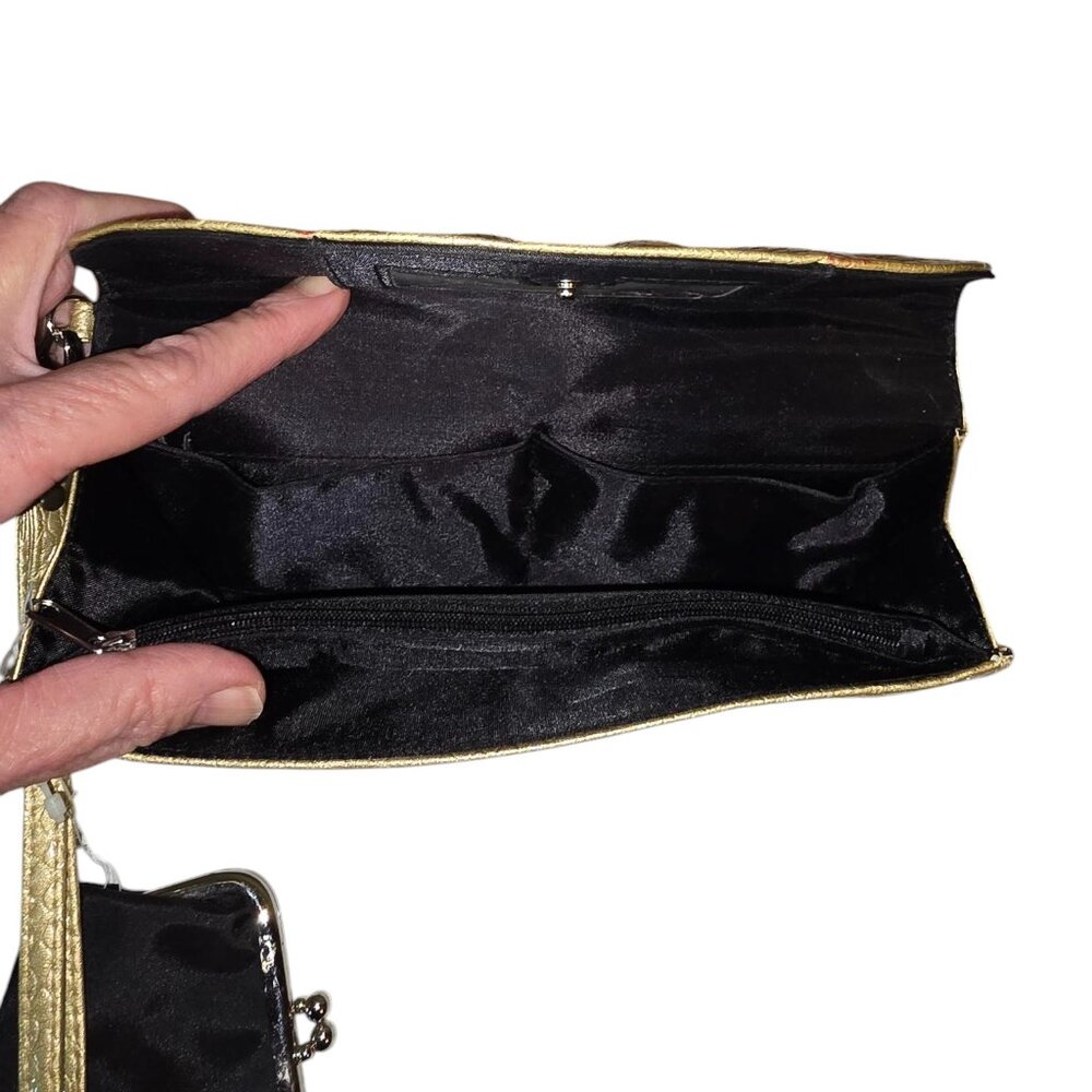 Mundi Gold Sparkly Wristlet With Black Coin Purse - Picture 9 of 10